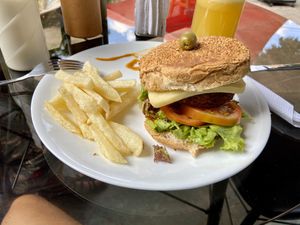 Falafel burger (16.000 COP) at Coquivacoa in Medellin