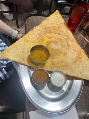Crispy masala dosa with chutney and sambar  at Dosa Paragon Pure Vegetarian in Victoria