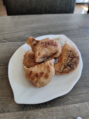 Vegan fried dumplings at Jisu Vegetarian in New York City