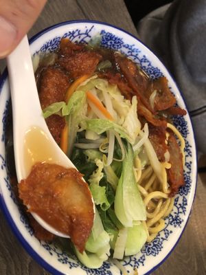 E9 vegan bbq sliced ribs with noodles    at Jisu Vegetarian in New York City