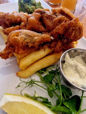 Banana blossom f*sh & chips at The Mermaid Inn in Isles Of Scilly