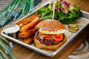 🌱 Forest Burger
Beet–mushroom patty with eggplant caviar, peppers & garlic sauce. Rich, smoky, plant-based comfort in Hong Kong at TREEHOUSE - H Code in Hong Kong Island