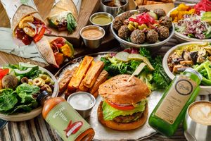 🪴 TREEHOUSE Spread – Plant-Based Variety with Style | From veggie burgers and falafel bowls to sweet potato fries, wraps, salads, and dips at TREEHOUSE - H Code in Hong Kong Island