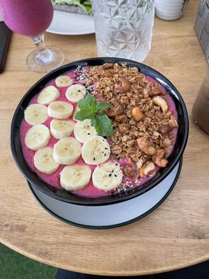Smoothie bowl (uses soy milk)  at CV Cafe in Kampot