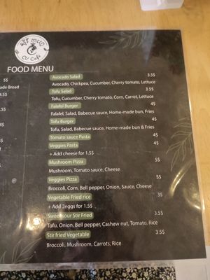 Up to date menu at CV Cafe in Kampot