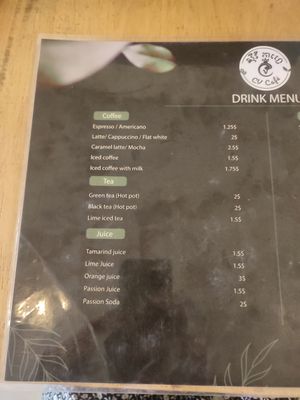 Up to date menu at CV Cafe in Kampot