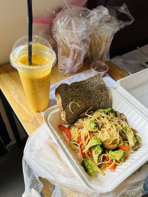 Veggie pasta,  they have tomato sauce pasta too, which i preferred. U Must choose correctly on the nham24 app.  at CV Cafe in Kampot