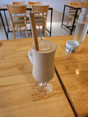 Banana peanut coffee smoothie at CV Cafe in Kampot