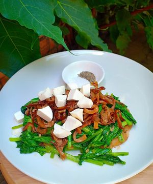 Spinach and mushroom toast at CV Cafe in Kampot