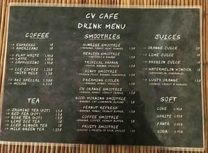 Menu at CV Cafe in Kampot