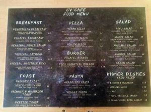 Menu at CV Cafe in Kampot