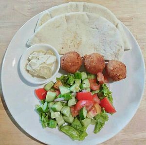 Breakfast with falafel at CV Cafe in Kampot