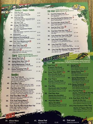 Veggie menu    at Zaap Thai Street Food in York