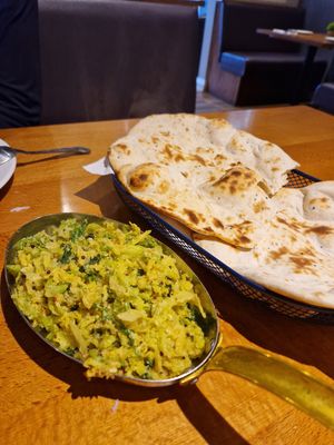 Green cabbage and coconut curry  at Ganges in Barnstaple