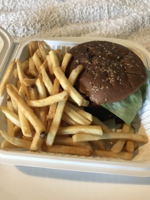 The Loving Hut Burger with Fries at Loving Hut - North Park in San Diego