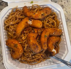 shrimp noodles  at Loving Hut - North Park in San Diego