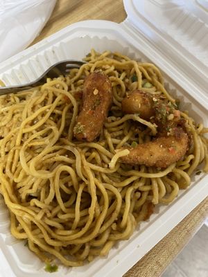 Cha Cha Shrimp with Garlic Noodles  at Loving Hut - North Park in San Diego