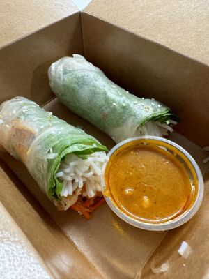 Spring Rolls with peanut butter sauce   at Loving Hut - North Park in San Diego