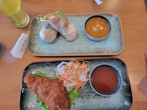 Drumstick and shrimp rolls at Loving Hut - North Park in San Diego