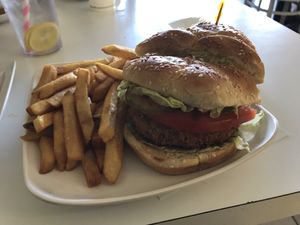 Crispy Gardein Burger at Loving Hut - North Park in San Diego