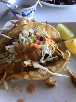 These Taco's (3) had the flavor of shrimp tacos and as good as any Marisco around  at Loving Hut - North Park in San Diego