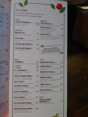 New vegan menu, lots of options 😋 at Vapiano - Bleichenweg in Innsbruck