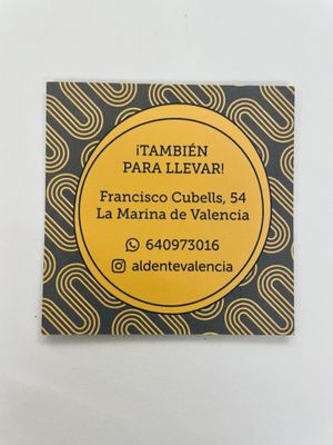 Business card  at Al Dente in Telfs