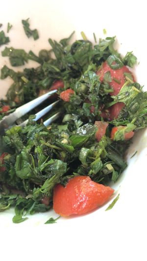 Lovely three herb salad at Cihangir Manticisi in Istanbul