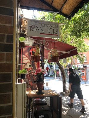 Sign in front of restaurant at Cihangir Manticisi in Istanbul
