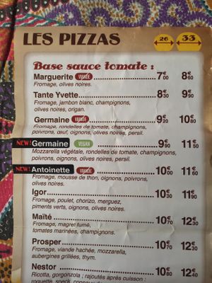 The two vegan pizzas available. at Noolie's in Vieux-boucau-les-bains
