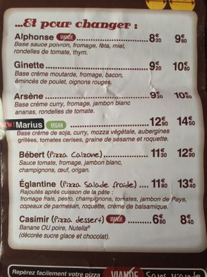 The two vegan pizzas available. at Noolie's in Vieux-boucau-les-bains