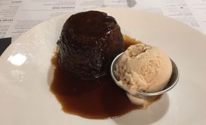 Sticky toffee pudding with salted caramel ice cream at The Akeman Inn in Aylesbury