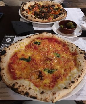 Vegan margherita and vegano pizzas at The Akeman Inn in Aylesbury