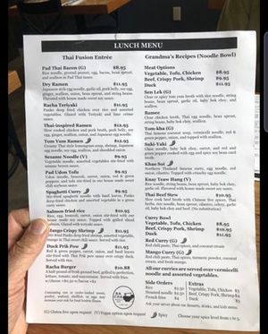 Lunch Menu at Ra Cha Noodle Bar in Damariscotta