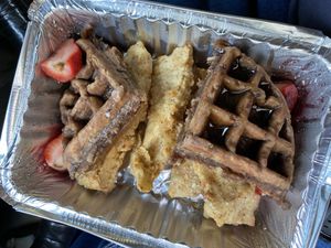 Waffle + tenders at Peacefood Cafe - Uptown in New York City