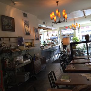 great table in the back at Peacefood Cafe - Uptown in New York City