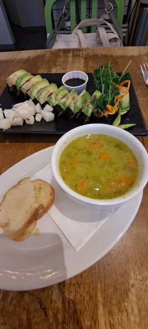 Split Pea Soup and Raw Sushi at Peacefood Cafe - Uptown in New York City