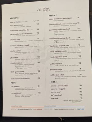  at Peacefood Cafe - Uptown in New York City