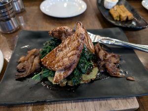 Fava bean & plant-based cutlet  at Peacefood Cafe - Uptown in New York City
