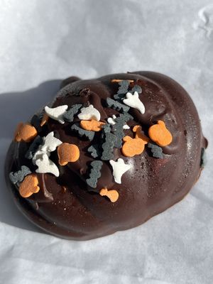 Holiday mini cake covered in chocolate   at Peacefood Cafe - Uptown in New York City