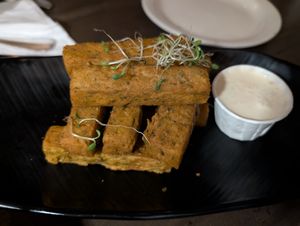 Chickpea fries  at Peacefood Cafe - Uptown in New York City