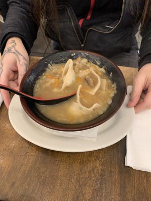 Wonton miso soup   at Peacefood Cafe - Uptown in New York City