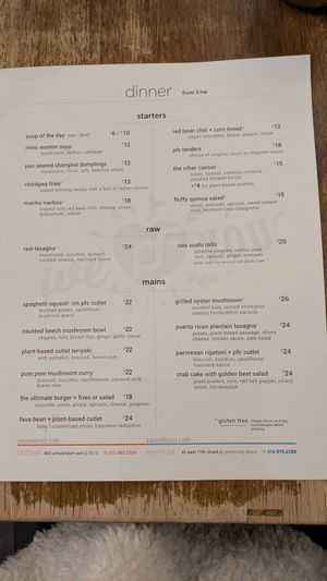 Menum at Peacefood Cafe - Uptown in New York City