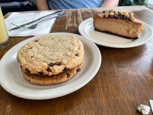 Cookies Sandwich and Peanut Butter Cheesecake  at Peacefood Cafe - Uptown in New York City