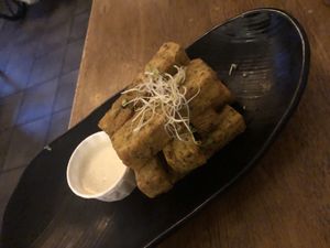 Chickpea fries spicy   at Peacefood Cafe - Uptown in New York City