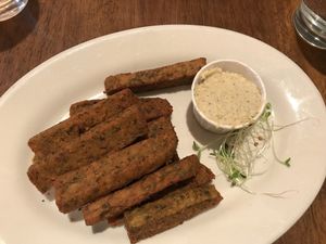 Chickpea fries, aioli at Peacefood Cafe - Uptown in New York City
