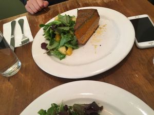 pumpkin quiche (delicious) at Peacefood Cafe - Uptown in New York City