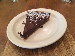 Chocolate cake (did not like it) at Peacefood Cafe - Uptown in New York City