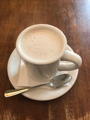 Oat milk coffee  at Peacefood Cafe - Uptown in New York City