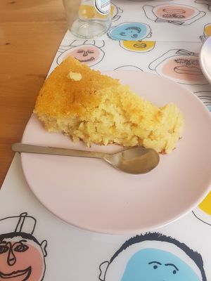 Fresh baked cake served warm, delicious! at BeCycle in Ovar